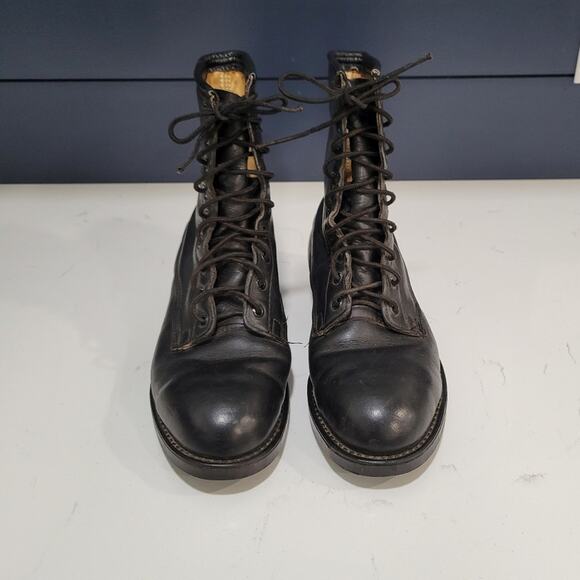 Vintage Addison Shoe Company Steel Toe Leather Boots Men's 5.5 Woman's 7… - Picture 3 of 14